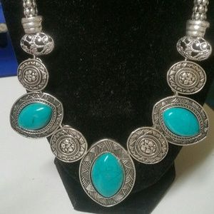 Turquoise Blue and Silver Necklace
